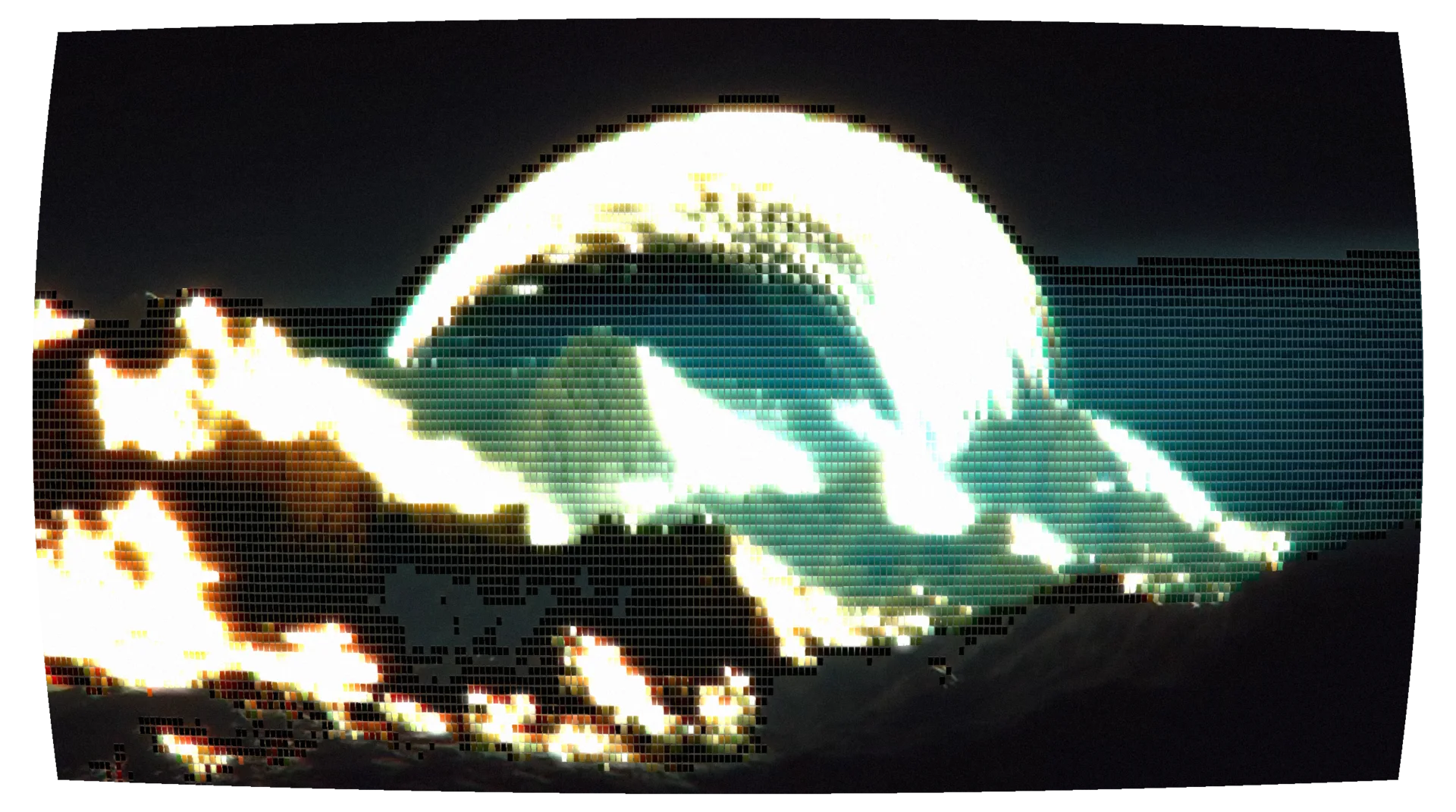 An abstract ASCII light form representing a workflow signal emerging from noise